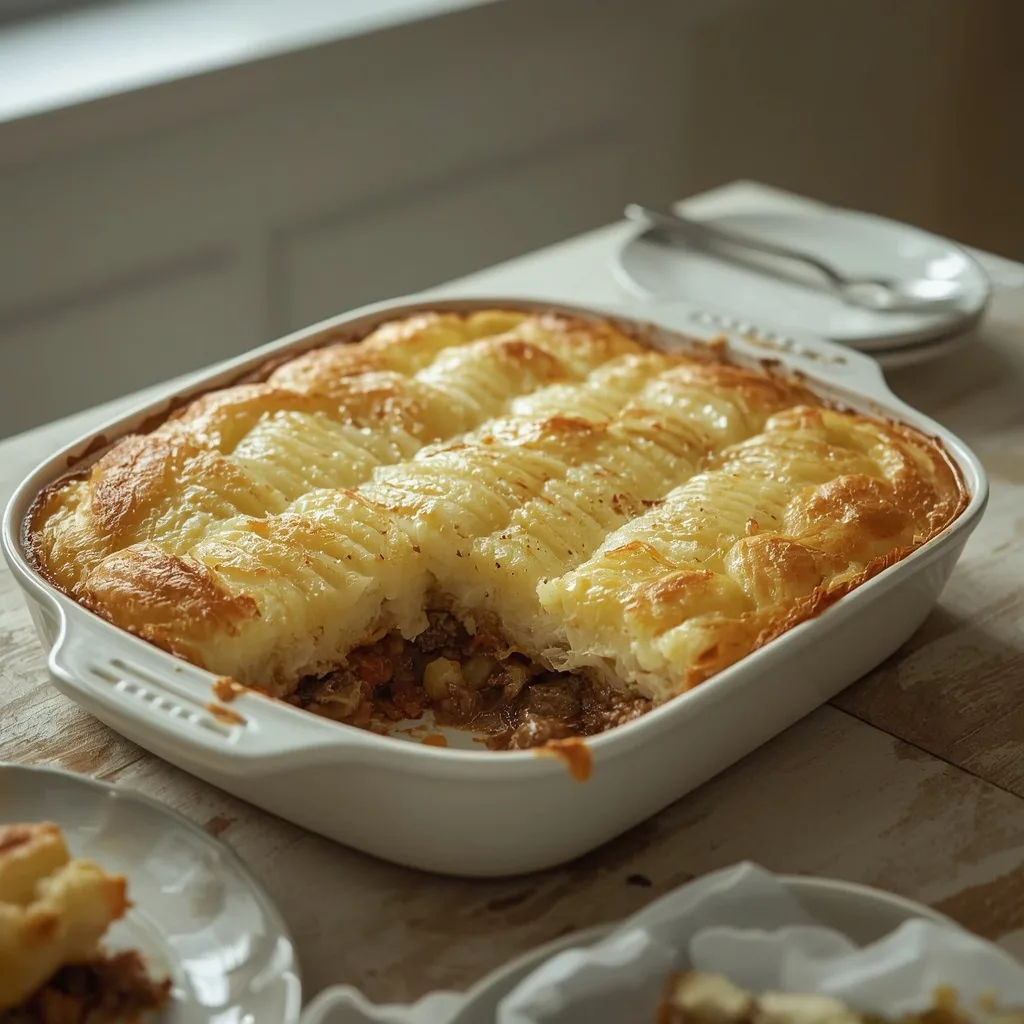 Boxing Day cottage pie with a golden cheesy mash topping