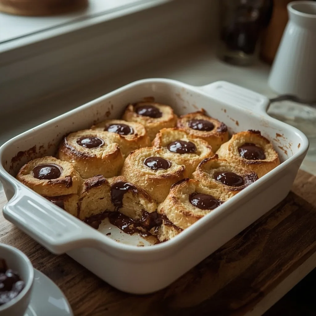 Chocolate bread and butter pudding with brioche