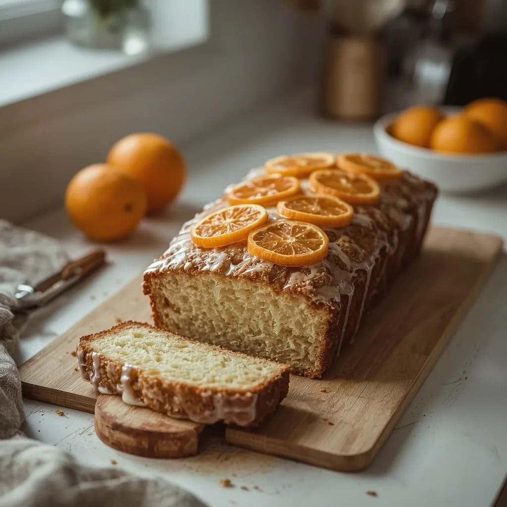 Clementine drizzle cake with candied clementine slices