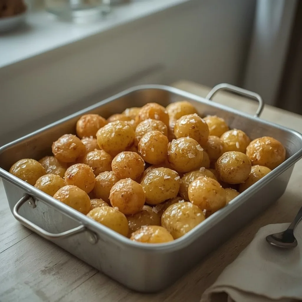 Foolproof crunchy roast potatoes in a tin