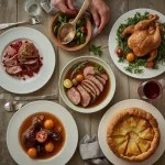 Christmas dinner alternatives to turkey including beef Wellington, lamb, chicken, duck and a pithivier