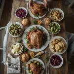 Jamie Oliver-inspired Christmas dinner with turkey, lamb, goose and trimmings