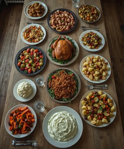 Christmas recipes for a crowd including big roast turkey, giant pie, potatoes and trifle