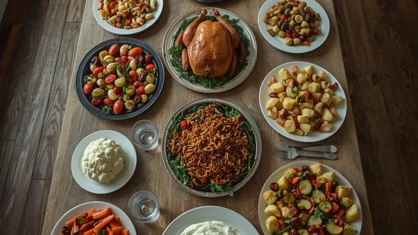 Christmas recipes for a crowd including big roast turkey, giant pie, potatoes and trifle