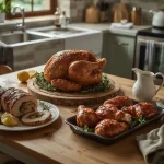 Jamie Oliver-inspired turkey recipes including roast turkey, rolled breast and harissa thighs