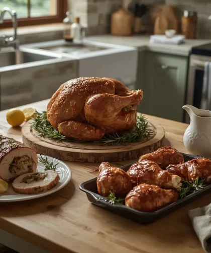 Jamie Oliver-inspired turkey recipes including roast turkey, rolled breast and harissa thighs