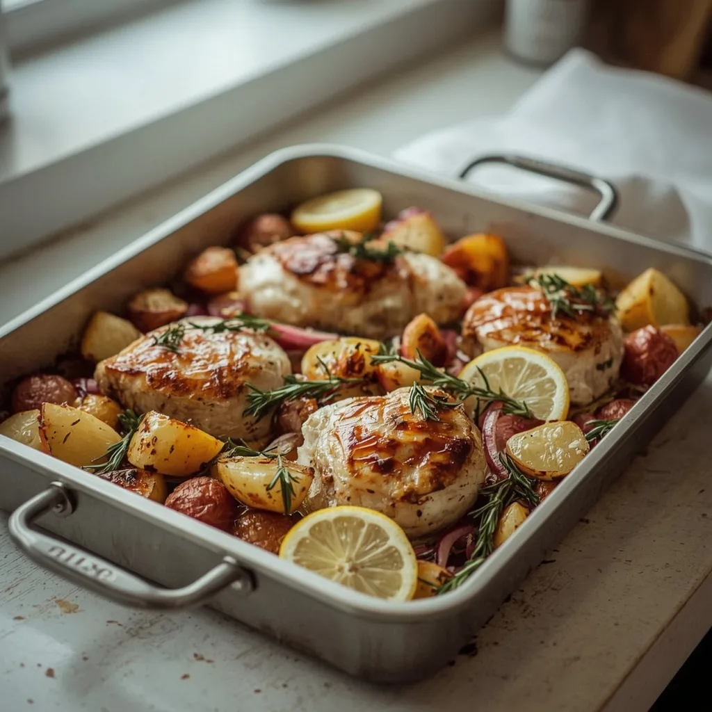 Lemon and rosemary turkey traybake with potatoes