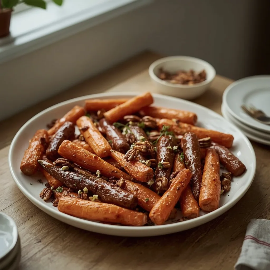 Maple-roasted carrots and parsnips with toasted pecans