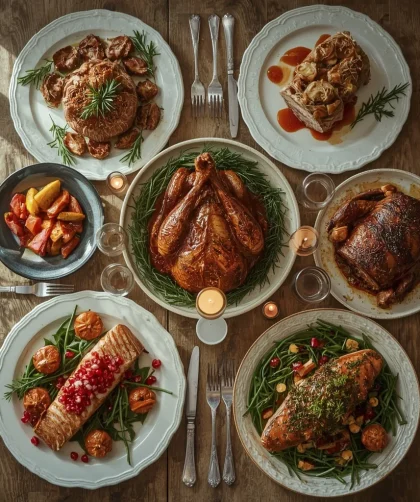 Christmas dinner alternatives to turkey including beef Wellington, roast goose, lamb and salmon