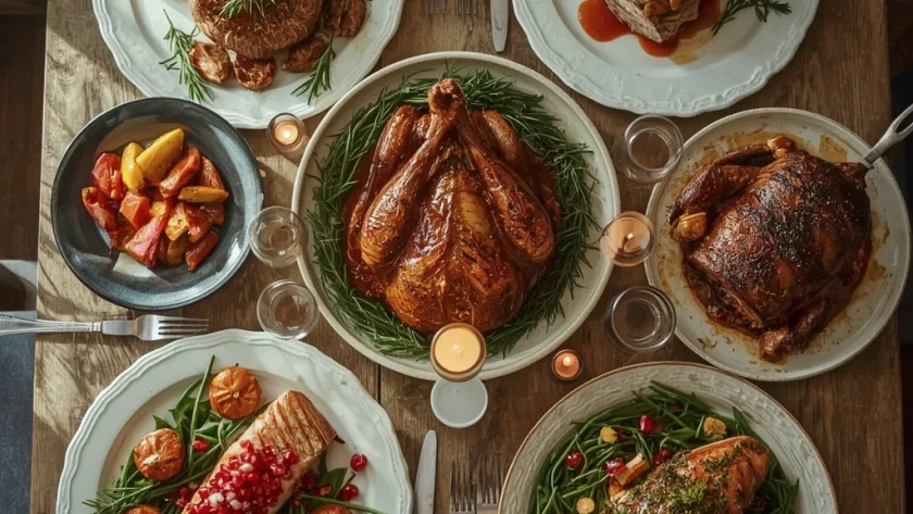 Christmas dinner alternatives to turkey including beef Wellington, roast goose, lamb and salmon