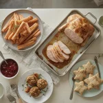 Easy Christmas recipes including turkey breast, parsnips, cranberry sauce, stuffing balls and shortbread stars