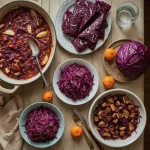 Red cabbage dishes for Christmas including braised cabbage, roasted wedges and red cabbage slaw