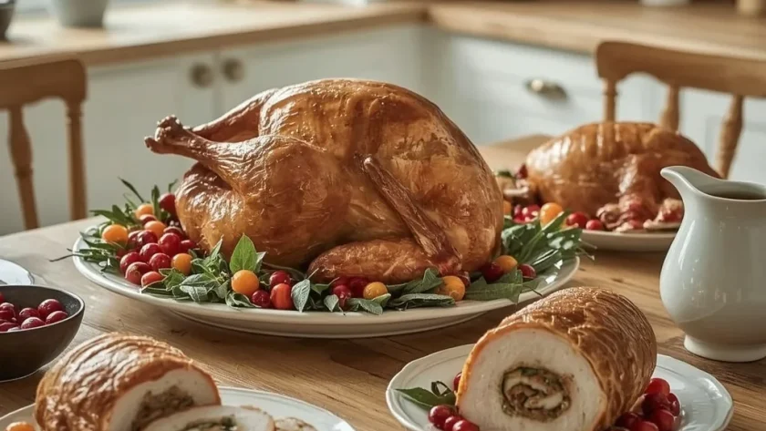 Christmas Day turkey recipes including a whole roast turkey, stuffed turkey breast and turkey Wellington