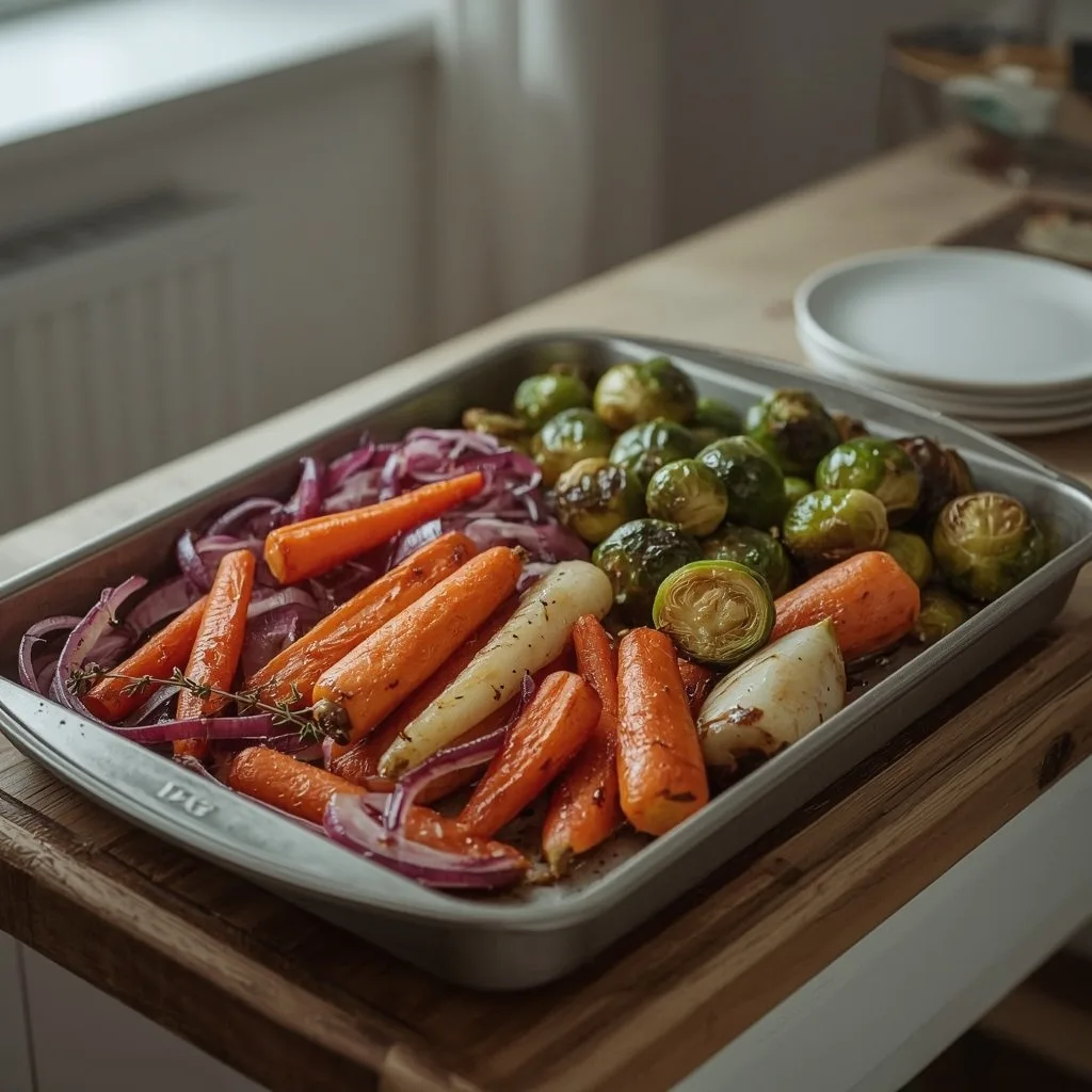 One-tray roasted Christmas vegetables