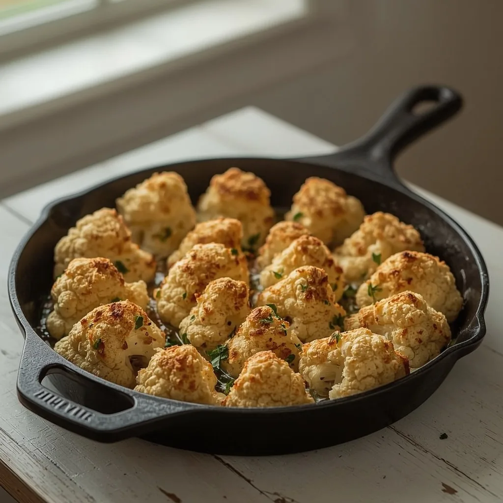 Roasted cauliflower wedges with a cheese and breadcrumb crumb