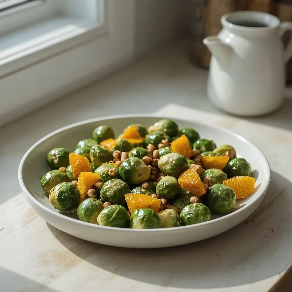 Brussels sprouts with orange and toasted hazelnuts